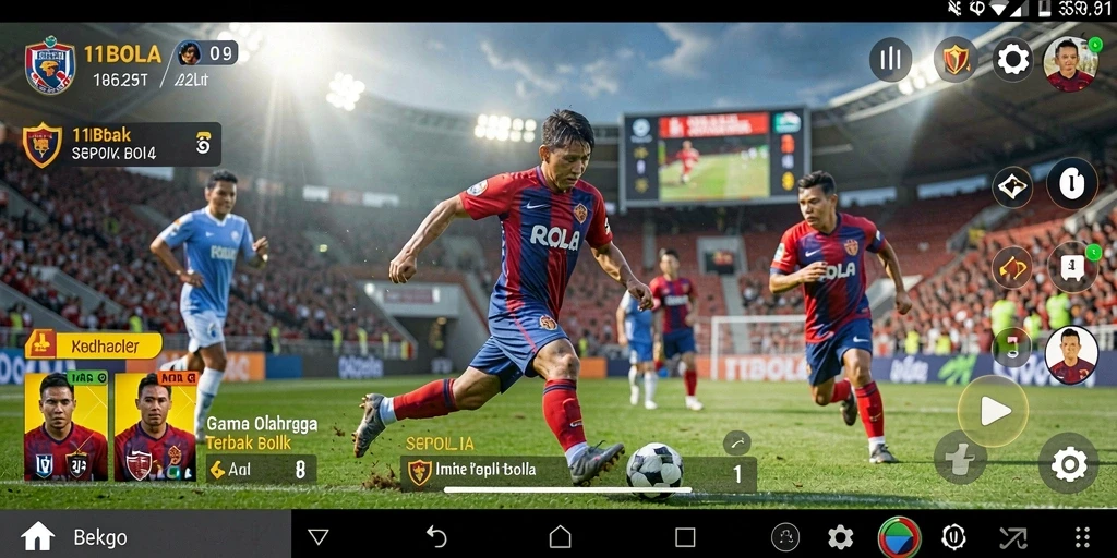 Tangkapan layar menunjukkan gameplay mendebarkan dalam 11BOLA.