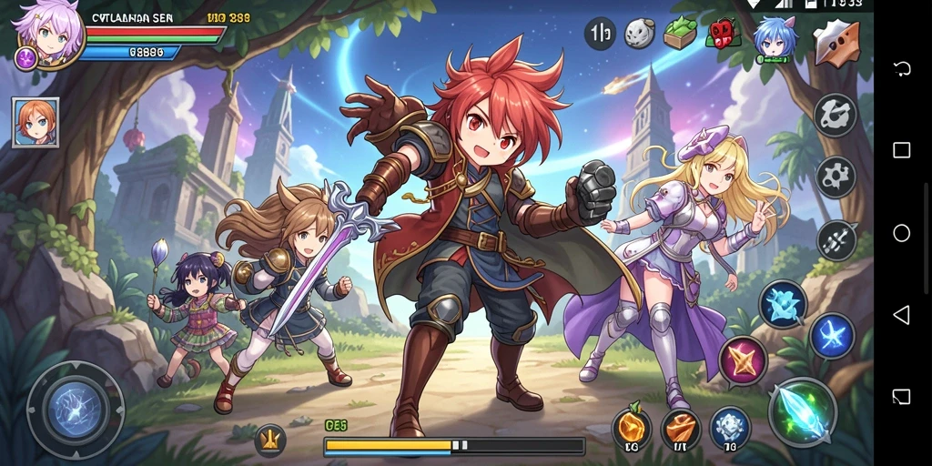 Tampilan menawan dari gameplay CW8888 menunjukkan petualangan anime yang seru.