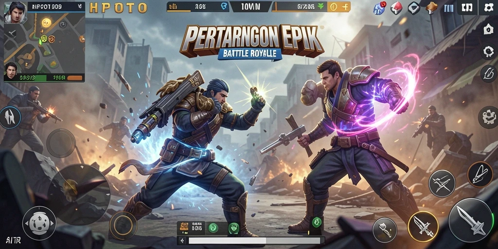 Tampilan gameplay HPTOTO dalam pertempuran seru Battle Royale.