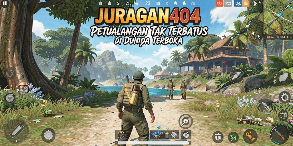 Screenshot gameplay JURAGAN404 menunjukkan petualangan epik di dunia terbuka.