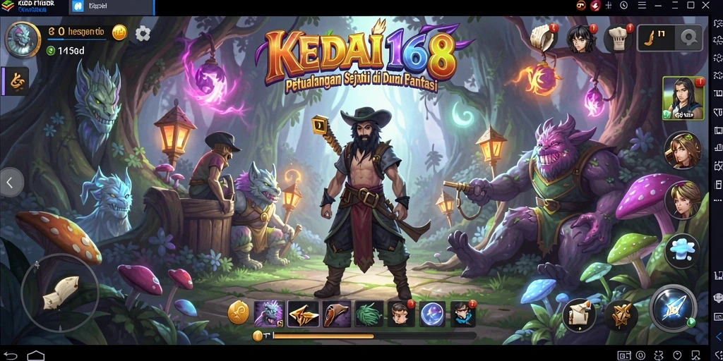 Screenshot gameplay KEDAI168 menampilkan aksi petualangan yang mendebarkan.