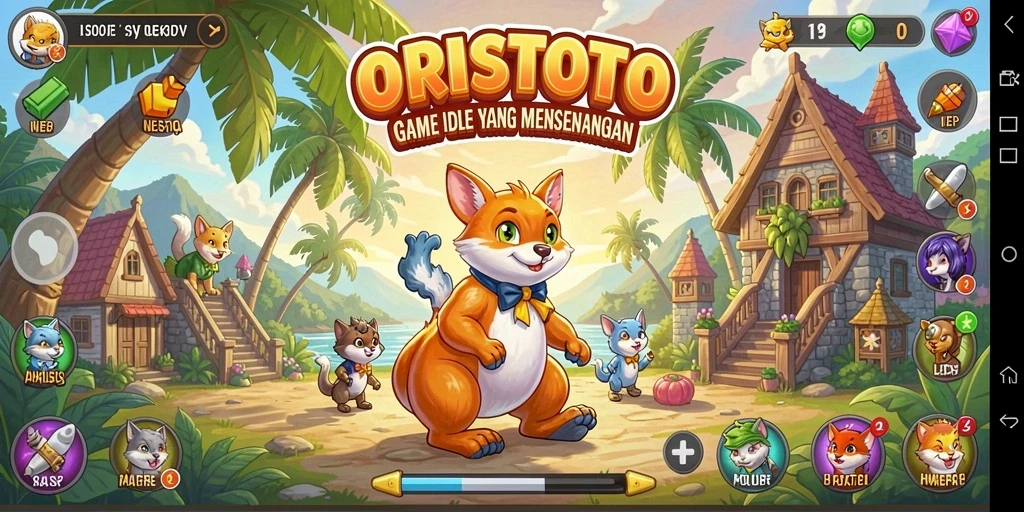Tampilan gameplay ORISTOTO yang menarik dan penuh warna.