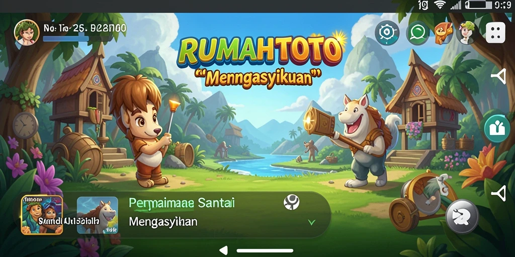 Tampilan gameplay RUMAHTOTO yang ceria dan menarik.